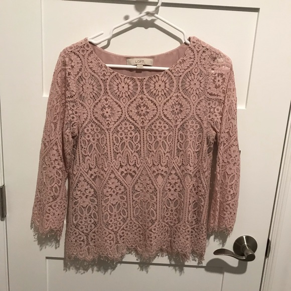 LOFT Tops - Loft pink lace blouse small LOFT Tops - Loft pink lace blouse small